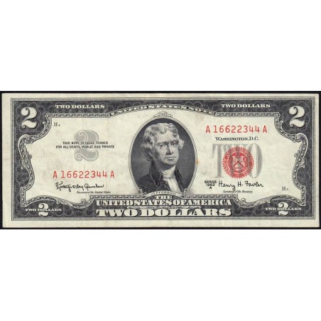 Etats Unis - Pick 382b - 2 dollars - Série A A - 1963 A - Etat : TTB