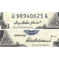 Etats Unis - Pick 419 - 1 dollar - Série U A - 1957 - Etat : TB+