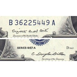 Etats Unis - Pick 419a - 1 dollar - Série B A - 1957 A - Etat : SPL+