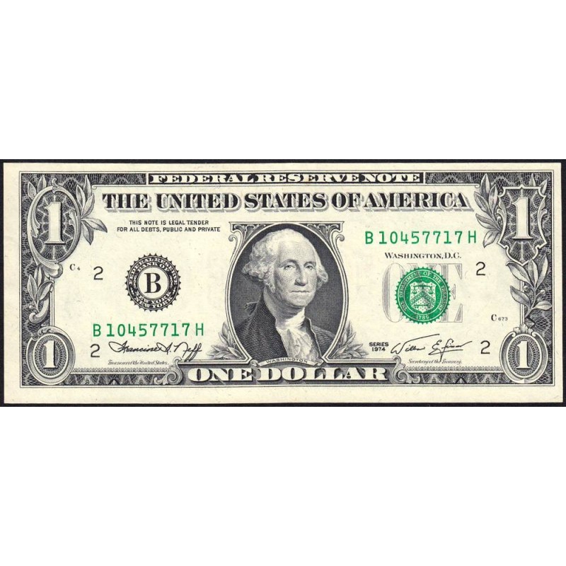 Etats Unis - Pick 455 - 1 dollar - Série B H - 1974 - New York - Etat : SUP+