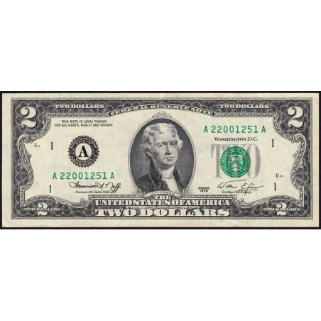 Etats Unis - Pick 461 - 2 dollars - Série A A - 1976 - Boston - Etat : SUP