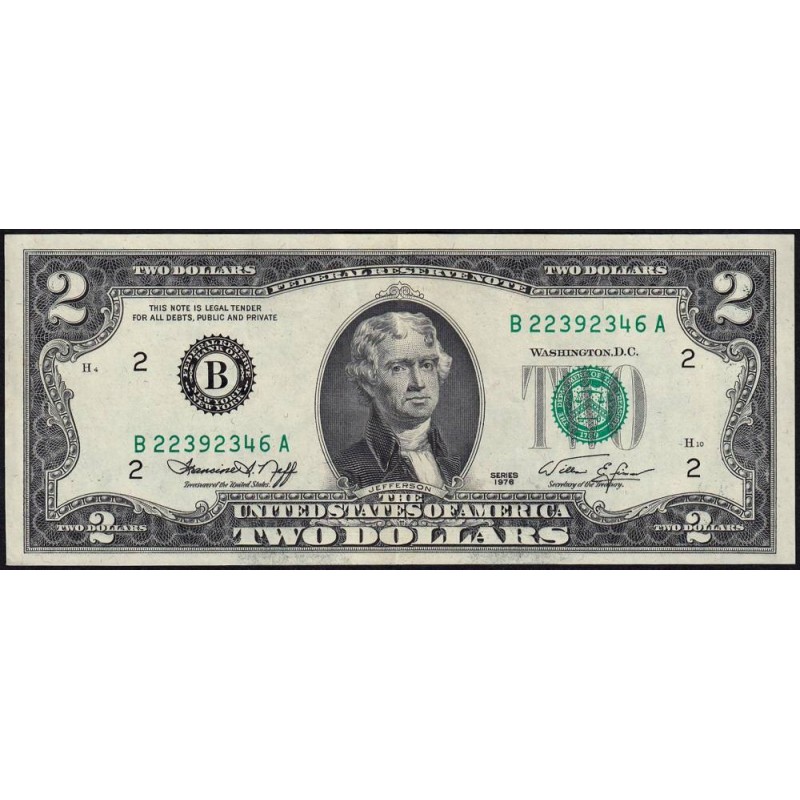 Etats Unis - Pick 461 - 2 dollars - Série B A - 1976 - New York - Etat : SUP