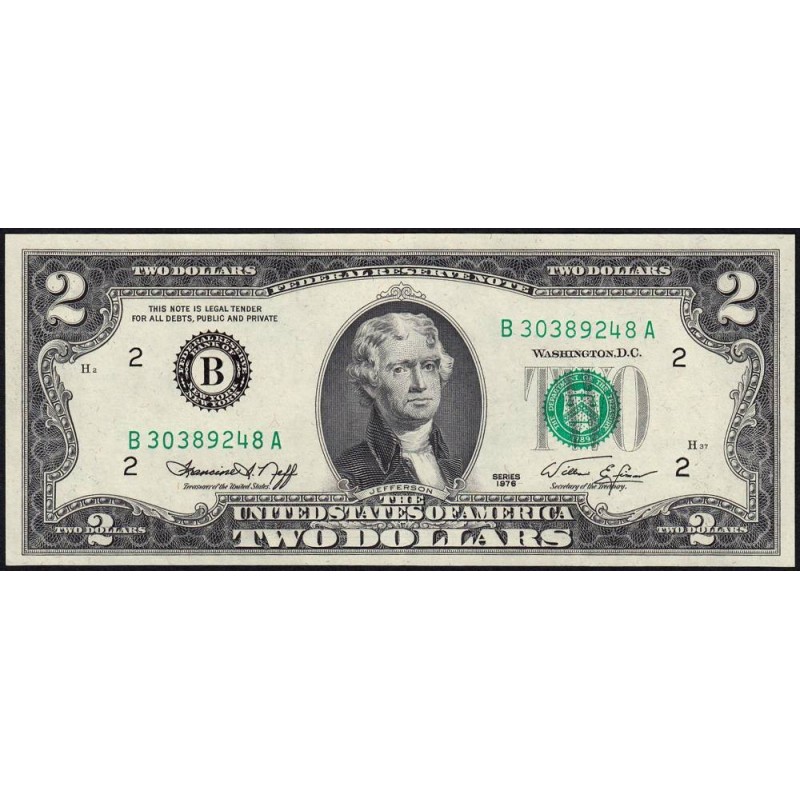 Etats Unis - Pick 461 - 2 dollars - Série B A - 1976 - New York - Etat : pr.NEUF