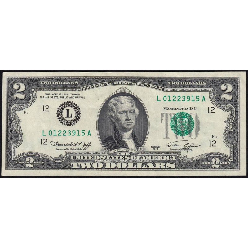 Etats Unis - Pick 461 - 2 dollars - Série L A - 1976 - San Francisco - Etat : SUP