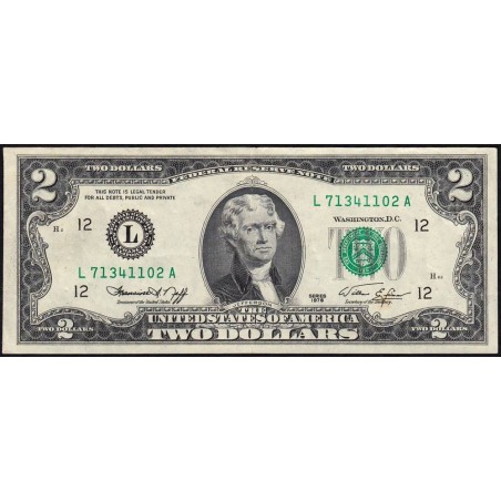 Etats Unis - Pick 461 - 2 dollars - Série L A - 1976 - San Francisco - Etat : TTB+