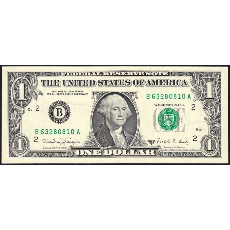 Etats Unis - Pick 480b_1 - 1 dollar - Série B A - 1988 A - New York - Etat : SUP+