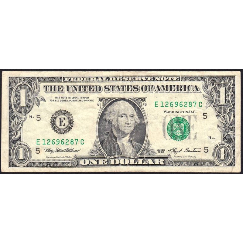 Etats Unis - Pick 490a_1 - 1 dollar - Série E C - 1993 - Richmond - Etat : TB