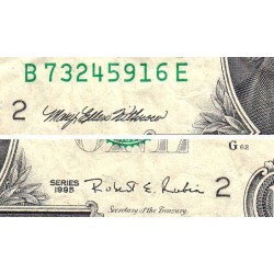 Etats Unis - Pick 496a_1 - 1 dollar - Série B E - 1995 - New York - Etat : TB-