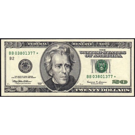 Etats Unis - Pick 507r_1 (remplac.) - 20 dollars - Série BB * - 1999 - New York - Etat : pr.NEUF