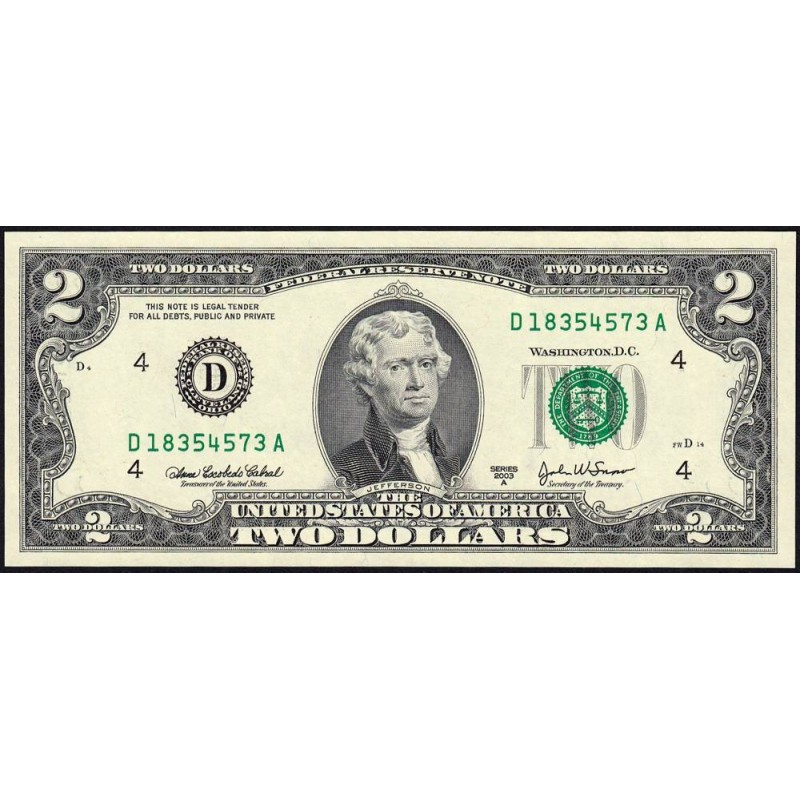 Etats Unis - Pick 516b - 2 dollars - Série D A - 2003 A - Cleveland - Etat : NEUF