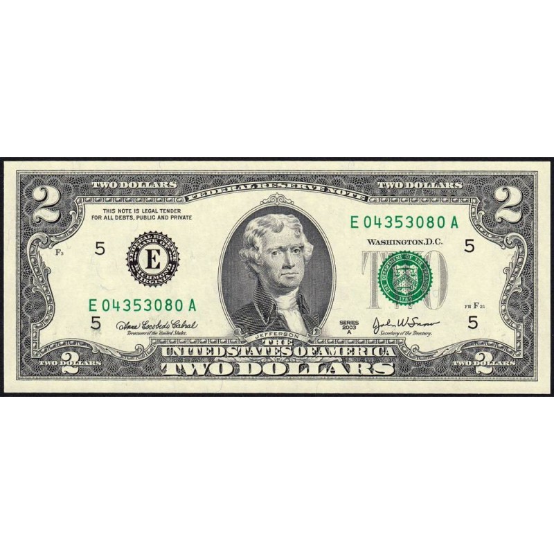 Etats Unis - Pick 516b - 2 dollars - Série E A - 2003 A - Richmond - Etat : NEUF