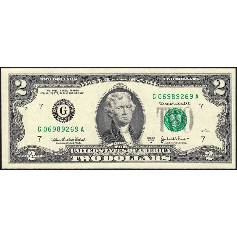 Etats Unis - Pick 516b - 2 dollars - Série G A - 2003 A - Chicago - Etat : NEUF