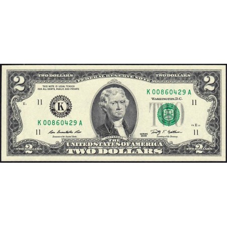 Etats Unis - Pick 530A - 2 dollars - Série K A - 2009 - Dallas- Etat : NEUF