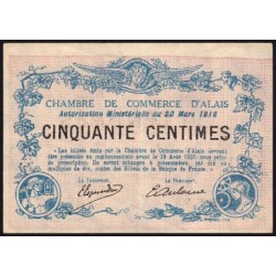 Alais (Alès) - Pirot 4-7 - 50 centimes - Série KK - 30/03/1916 - Etat : TTB+