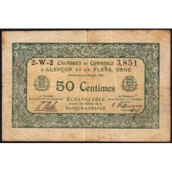 Alençon & Flers (Orne) - Pirot 6-23 - 50 centimes - Série 2W2 - 10/08/1915 - Etat : TB-