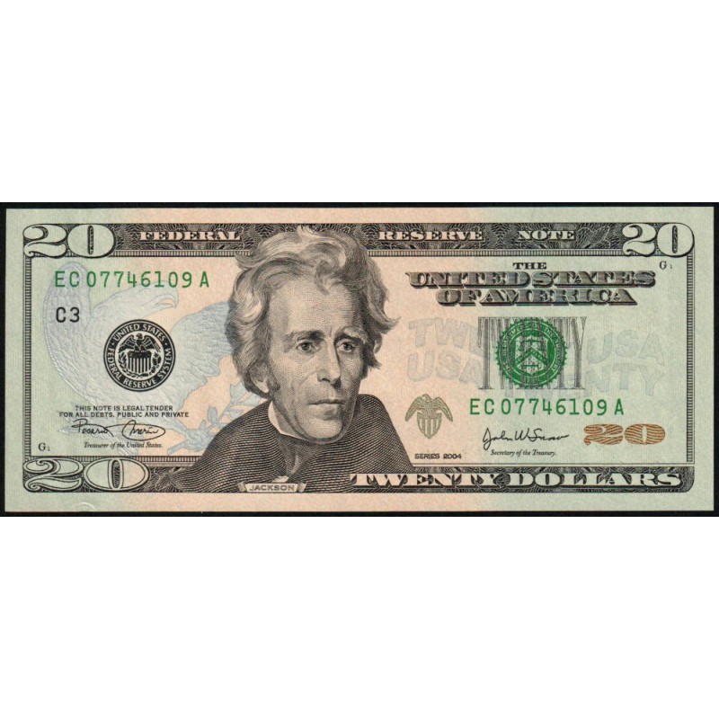 Etats Unis - Pick 521a_1 - 20 dollars - Série EC A - 2004 - Philadelphie - Etat : NEUF