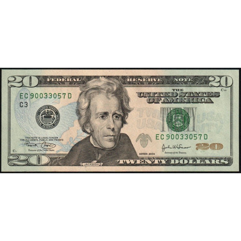 Etats Unis - Pick 521a_1 - 20 dollars - Série EC D - 2004 - Philadelphie - Etat : NEUF