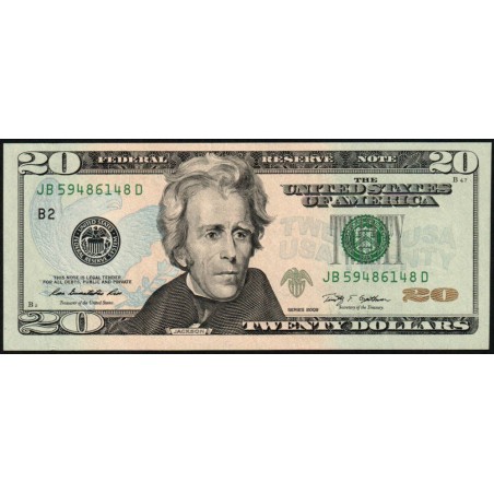 Etats Unis - Pick 533_1 - 20 dollars - Série JB D - 2009 - New York - Etat : NEUF