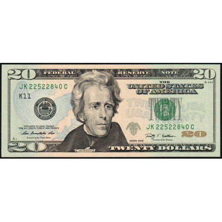 Etats Unis - Pick 533_1 - 20 dollars - Série JK C - 2009 - Dallas - Etat : NEUF