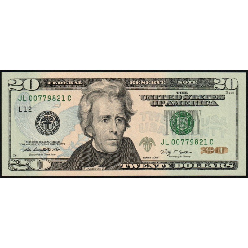 Etats Unis - Pick 533_1 - 20 dollars - Série JL C - 2009 - San Francisco - Etat : NEUF