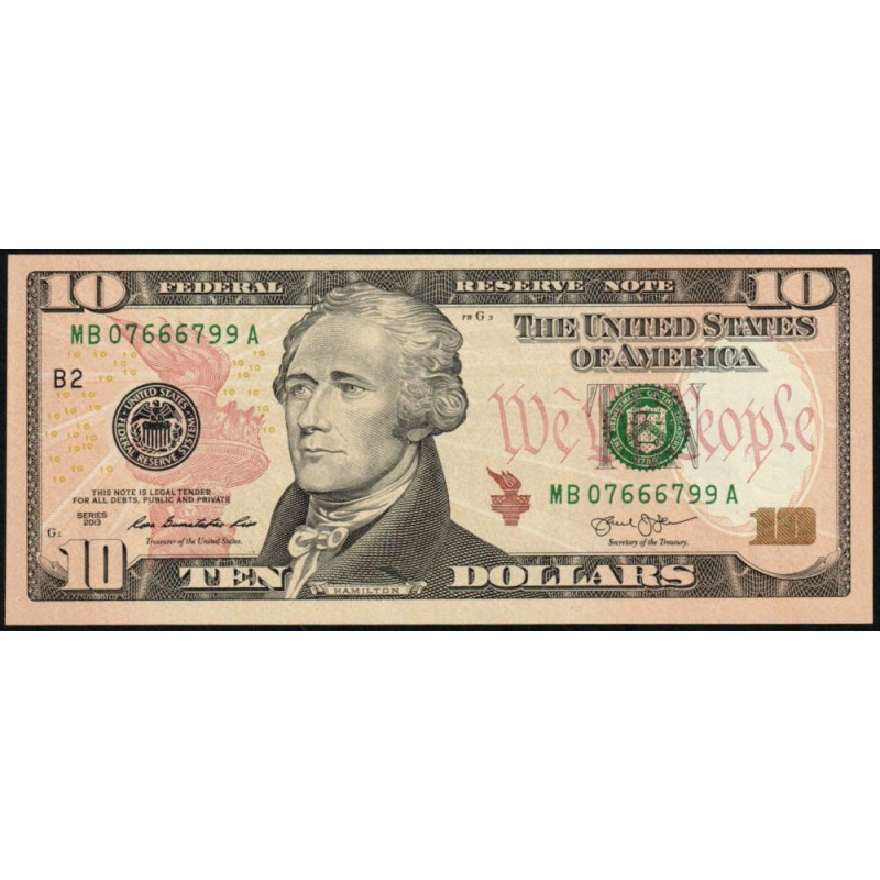 Etats Unis - Pick 540 - 10 dollars - Série MB A - 2013 - New York - Etat : NEUF