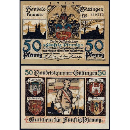 Allemagne - Notgeld - Göttingen - 50 pfennig - 26/04/1917 (1919) - Etat : pr.NEUF