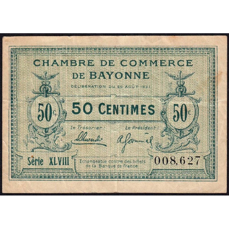 Bayonne - Pirot 21-69 - 50 centimes - Série XLVIII (48) - 26/08/1921 - Etat : TB