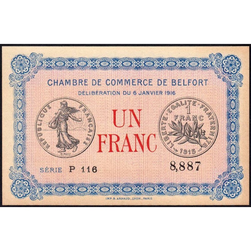 Belfort - Pirot 23-21 - 1 franc - Série P 116 - 06/01/1916 - Etat : pr.NEUF