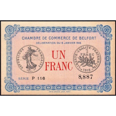 Belfort - Pirot 23-21 - 1 franc - Série P 116 - 06/01/1916 - Etat : pr.NEUF