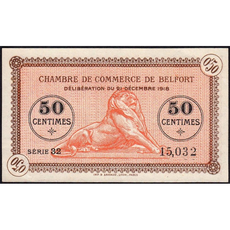 Belfort - Pirot 23-48b - 50 centimes - Série 32 - 21/12/1918 - Etat : SUP+