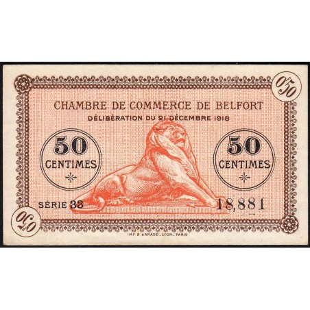 Belfort - Pirot 23-48b - 50 centimes - Série 33 - 21/12/1918 - Etat : TTB+