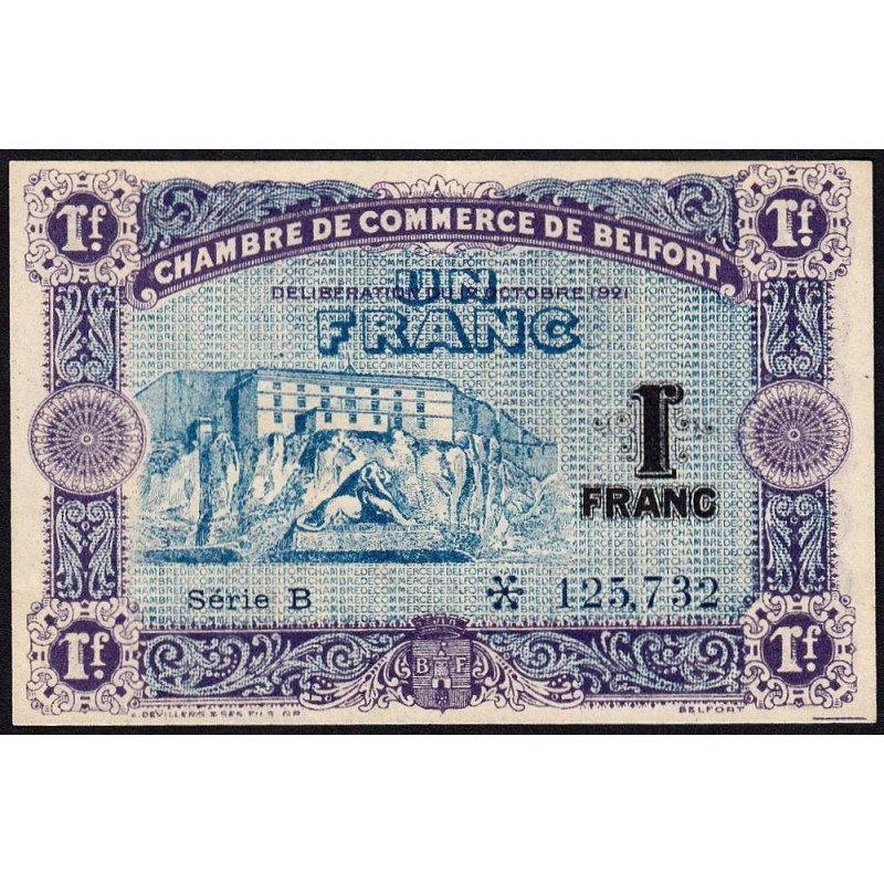 Belfort - Pirot 23-62 - 1 franc - Série B - 12/10/1921 - Etat : SUP+