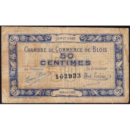 Blois (Loir-et-Cher) - Pirot 28-1 - 50 centimes - 16/08/1915 - Etat : B+ à TB-