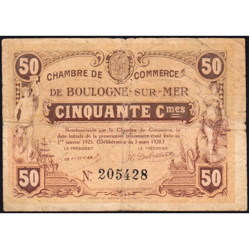 Boulogne-sur-Mer - Pirot 31-26 - 50 centimes - 05/03/1920 - Etat : B+