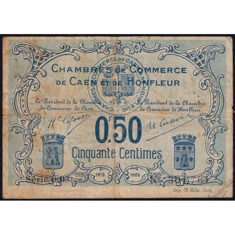 Caen & Honfleur - Pirot 34-4 - 50 centimes - Série 003 - 1915 - Etat : TB-