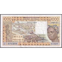 Burkina-Faso - Pick 307Ci - 1'000 francs - Série X.020 - 1989 - Etat : TB