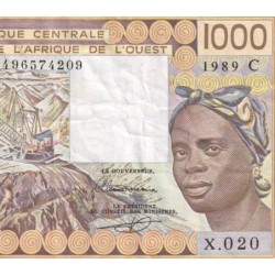 Burkina-Faso - Pick 307Ci - 1'000 francs - Série X.020 - 1989 - Etat : TB