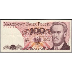 Pologne - Pick 143a_1 - 100 zlotych - Série E - 15/01/1975 - Etat : TTB