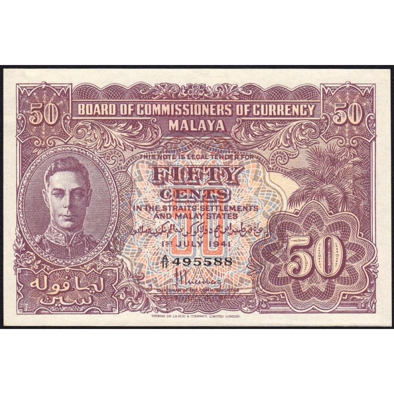 Malaisie Britannique - Pick 10a_1 - 50 cents - Série A/11 - 01/07/1941 - Etat : pr.NEUF