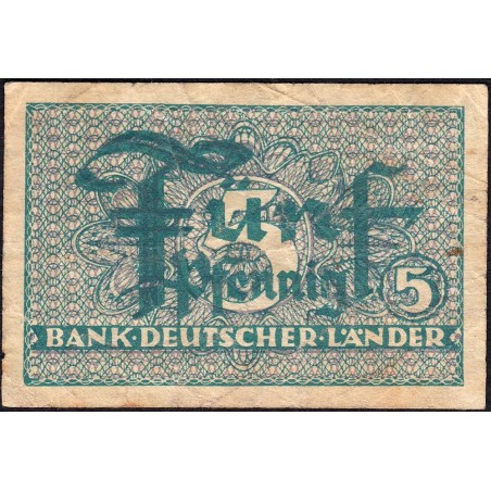 Allemagne RFA - Pick 11_1 - 5 pfennig - 1948 - Etat : TB