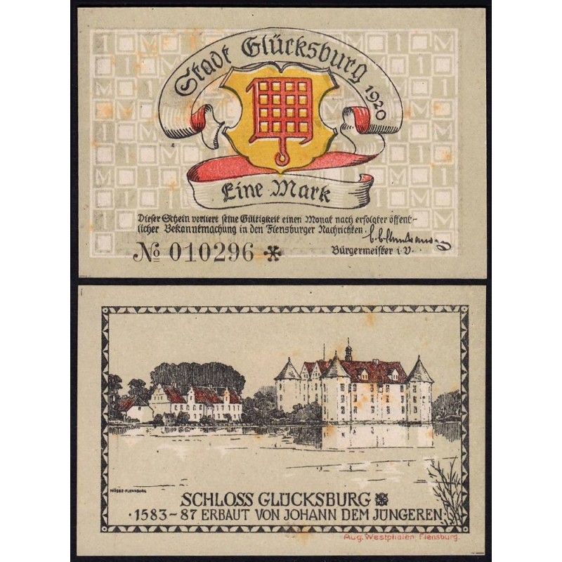 Allemagne - Notgeld - Glücksburg - 1 mark - Type 1 - 1920 - Etat : NEUF