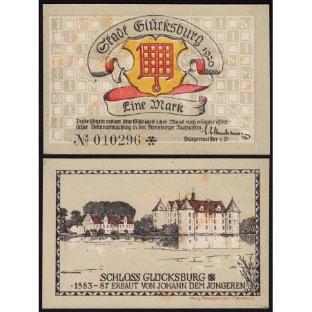 Allemagne - Notgeld - Glücksburg - 1 mark - Type 1 - 1920 - Etat : NEUF