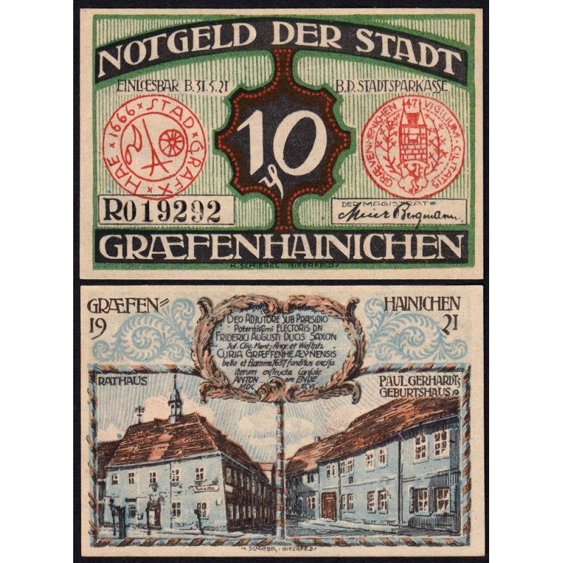 Allemagne - Notgeld - Gräfenhainichen - 10 pfennig - Lettre R - 1921 - Etat : NEUF