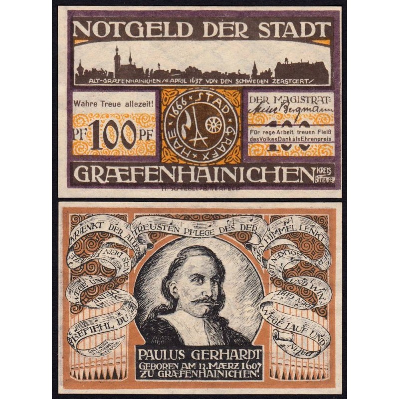 Allemagne - Notgeld - Gräfenhainichen - 100 pfennig  - 1921 - Etat : NEUF