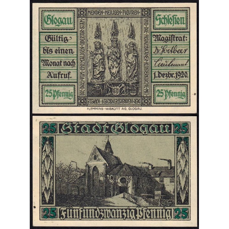 Pologne - Notgeld - Glogau (Glogow) - 25 pfennig - 01/12/1920 - Etat : NEUF