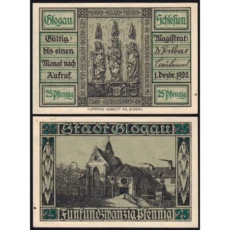 Pologne - Notgeld - Glogau (Glogow) - 25 pfennig - 01/12/1920 - Etat : NEUF