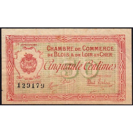 Blois (Loir-et-Cher) - Pirot 28-5 variété - 50 centimes - 03/10/1916 - Etat : TB+