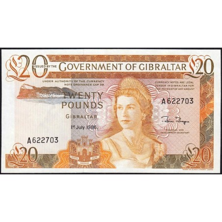 Gibraltar - Pick 23c - 20 pounds - Série A - 01/07/1986 - Etat : pr.NEUF