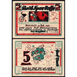 Allemagne - Notgeld - Bielefeld - 5 mark - Série A - 15/07/1921 - Etat : SPL+