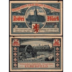 Allemagne - Notgeld - Elberfeld (Wuppertal) - 2 mark - Type 5 - 01/10/1920 - Etat : TB